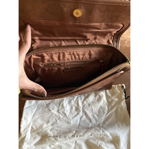 marc by marc jacobs color block brown red leather clutch bag - Picture 8 of 14